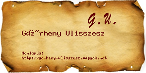 Görheny Ulisszesz névjegykártya